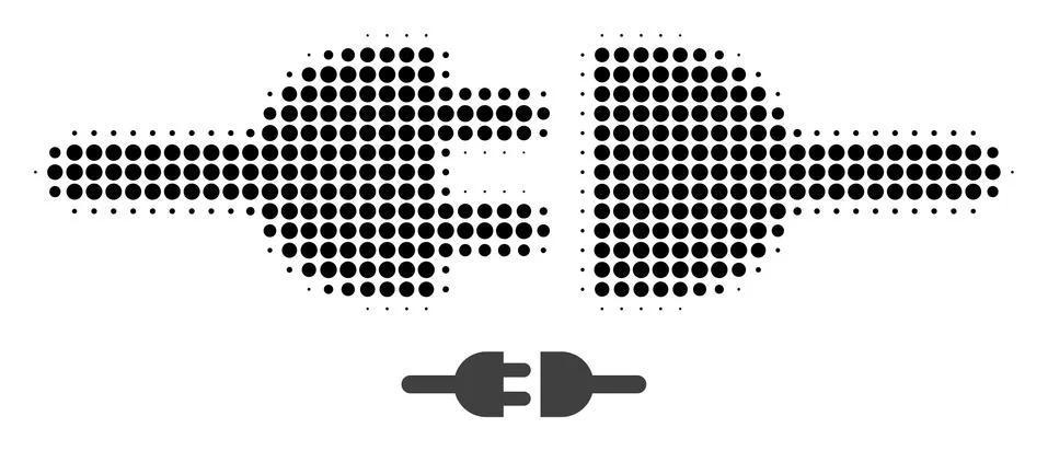 Electric Connection Halftone Dot Icon Stock Illustration