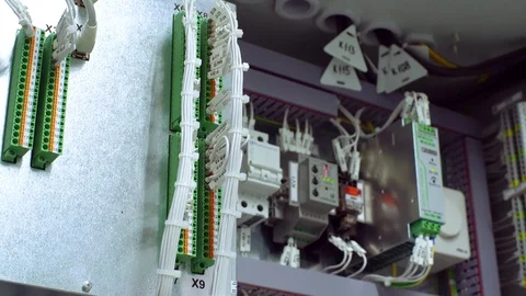 Electric control panel enclosure for power and distribution electricity Stock Footage 104395264