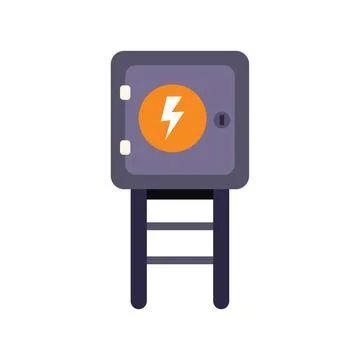 Electric control panel standing on legs with high voltage sign on the door Stock Illustration
