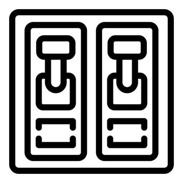 Electric control panel with two toggle switches showing on off position Illustrazione stock
