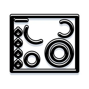 Electric cooktop appliance with multiple heating elements Stock Illustration