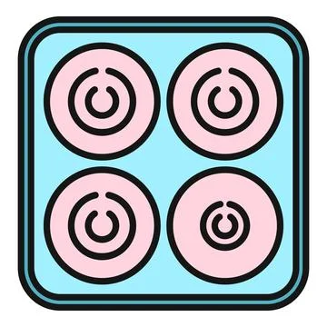 Electric cooktop with four heating elements icon Illustration