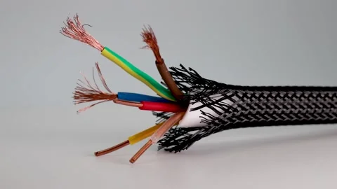 Electric copper cable in isolation on a white background. Stock Footage 170780193