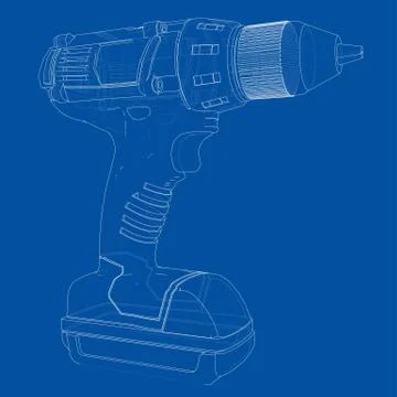 Electric cordless screwdriver Stock Illustration