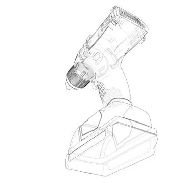 Electric cordless screwdriver Stock Illustration