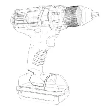 Electric cordless screwdriver Stock Illustration