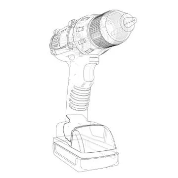 Electric cordless screwdriver. Vector Stock Illustration