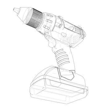 Electric cordless screwdriver. Vector Stock Illustration