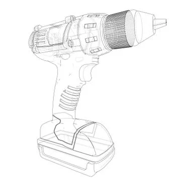 Electric cordless screwdriver. Vector 스톡 일러스트