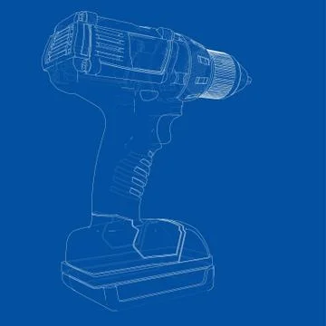 Electric cordless screwdriver. Vector Stock Illustration