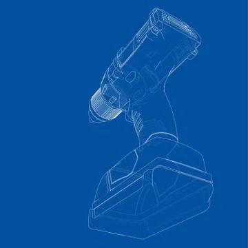 Electric cordless screwdriver. Vector Stock Illustration