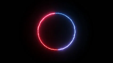 Electric current flow, neon light circle Stock Footage 220596513