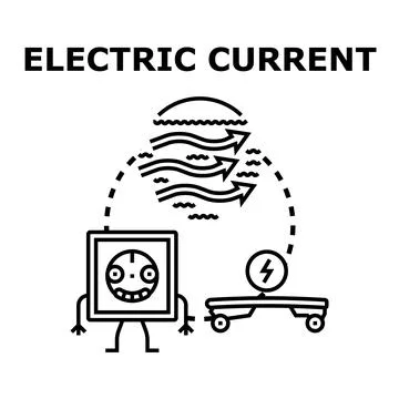 Electric current flowing concept illustration with character Stock Illustration