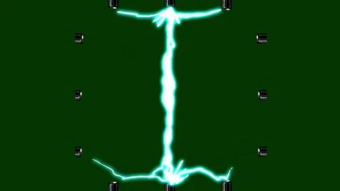 Electric Current Green Screen Effect | Realistic Energy Sparks and Lightning Ani Video stock 316474617