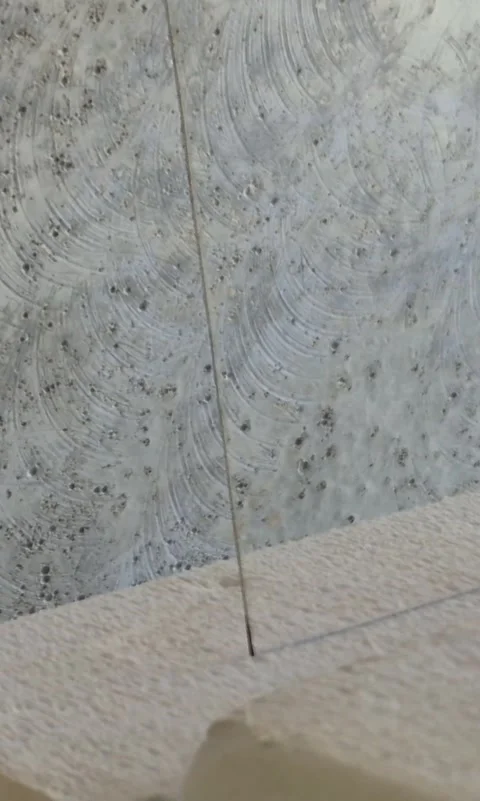 Electric cutter slicing EPS insulation board vertical 9 16. Stock Footage 339612635