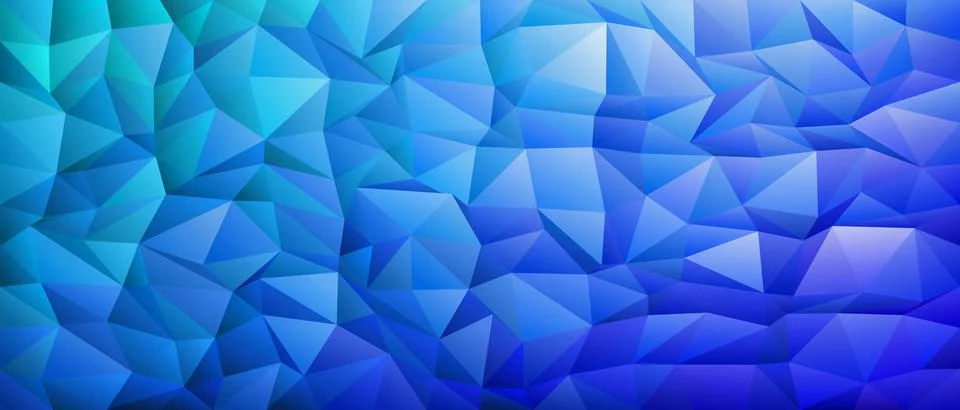 Electric Cyan 3D Low Poly Crystal Mesh Geometric Background Stock Illustration