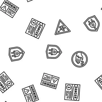 Electric danger shock power vector seamless pattern Illustrazione stock