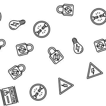 Electric danger shock power vector seamless pattern 스톡 일러스트