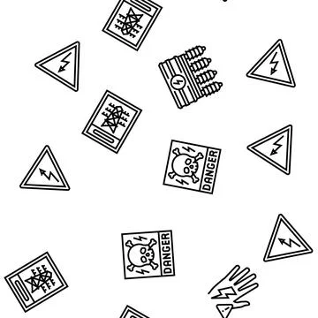 Electric danger shock power vector seamless pattern 스톡 일러스트