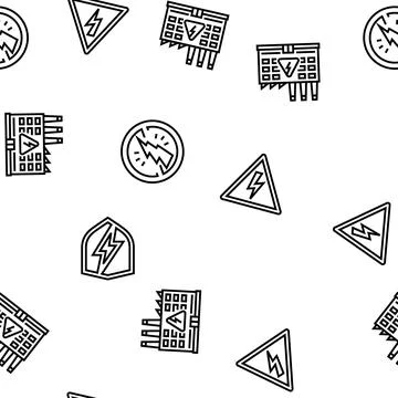 Electric danger shock power vector seamless pattern Stock Illustration
