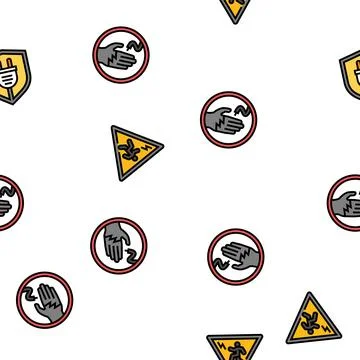 Electric danger shock power vector seamless pattern Illustrazione stock