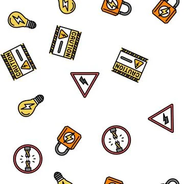 Electric danger shock power vector seamless pattern イラスト素材