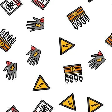 Electric danger shock power vector seamless pattern Stock Illustration