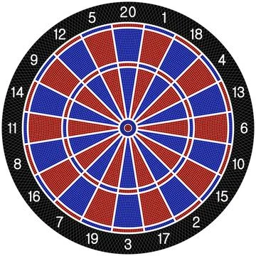 Electric Dartboard vector with all fields and Numbers on white background. Stock Illustration