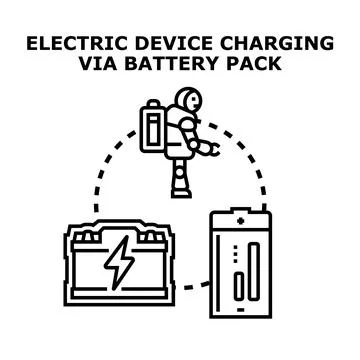 Electric device charging using battery pack concept Stock Illustration
