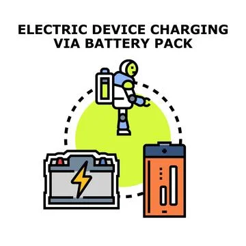 Electric device charging using battery pack concept Stock Illustration