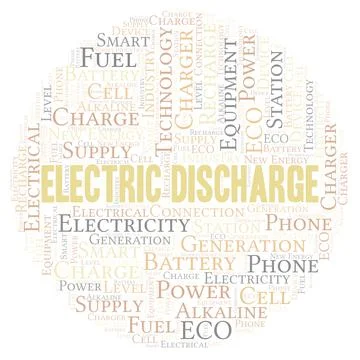 Electric Discharge typography word cloud create with the text only. Stock Illustration