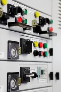 Electric distribution cabinet with control panel Stock Photos