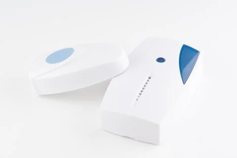 Electric doorbell with button Stock Photos