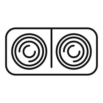 Electric double burner cooking plate icon showing kitchen appliance Stock Illustration