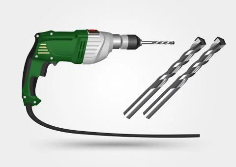 Electric drill and drill bit 스톡 일러스트