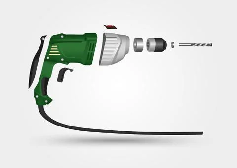 Electric drill in details 스톡 일러스트