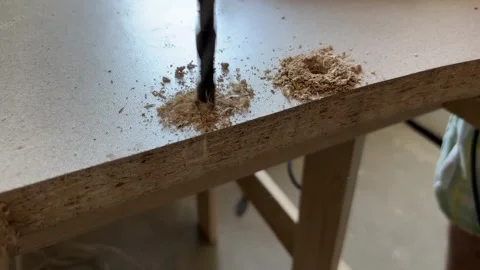 Electric drill - the drill fits into the tabletop. Stock Footage 288453340