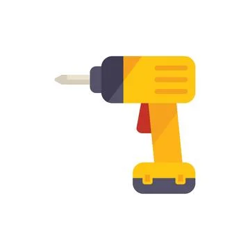 Electric drill icon flat vector. Hand tool Ilustração Stock