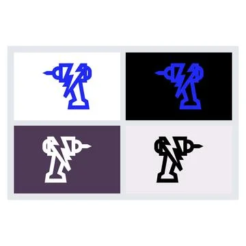 Electric Drill Icon Logo Vector Set Stock Illustration