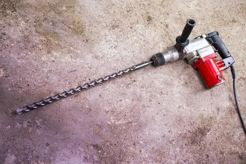 Electric drill with large drill Stock Photos
