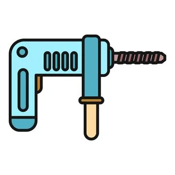 Electric drill machine power tool vector icon Stock Illustration