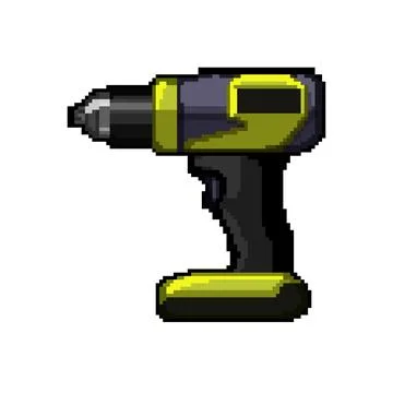 Electric drill pixel art vector illustration sign color Ilustração Stock