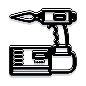 Electric drill power tool with battery pack Stock Illustration