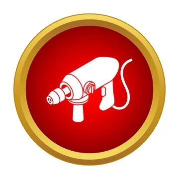 Electric drill power tool icon for construction work Illustrazione stock