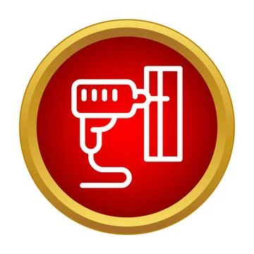 Electric drill power tool making a hole in a surface Stock Illustration
