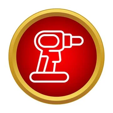 Electric drill power tool white outline icon Stock Illustration