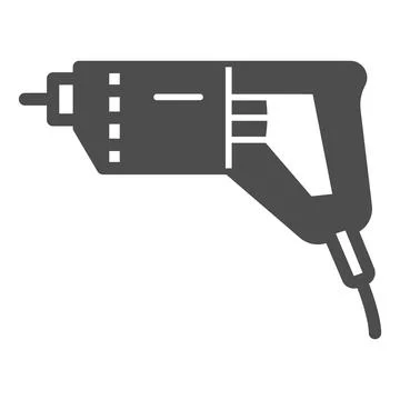 Electric drill solid icon, construction tools concept, electric drill machine Stock Illustration
