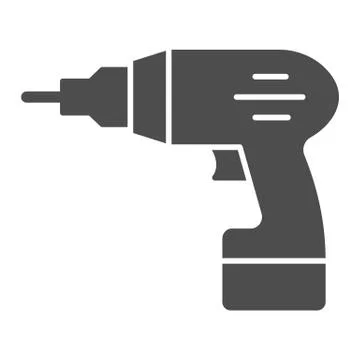 Electric drill solid icon, house repair concept, drill sign on white background Stock Illustration