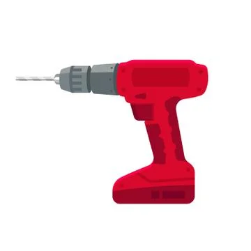 Electric drill stand-alone on the battery and bit repair elements, construction Stock Illustration