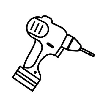 Electric drill tool line style icon Stock Illustration